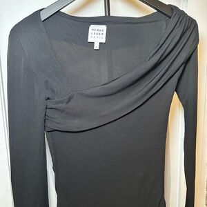Never worn! Herve Leger Black Long Sleeve Draped Shoulder Gown